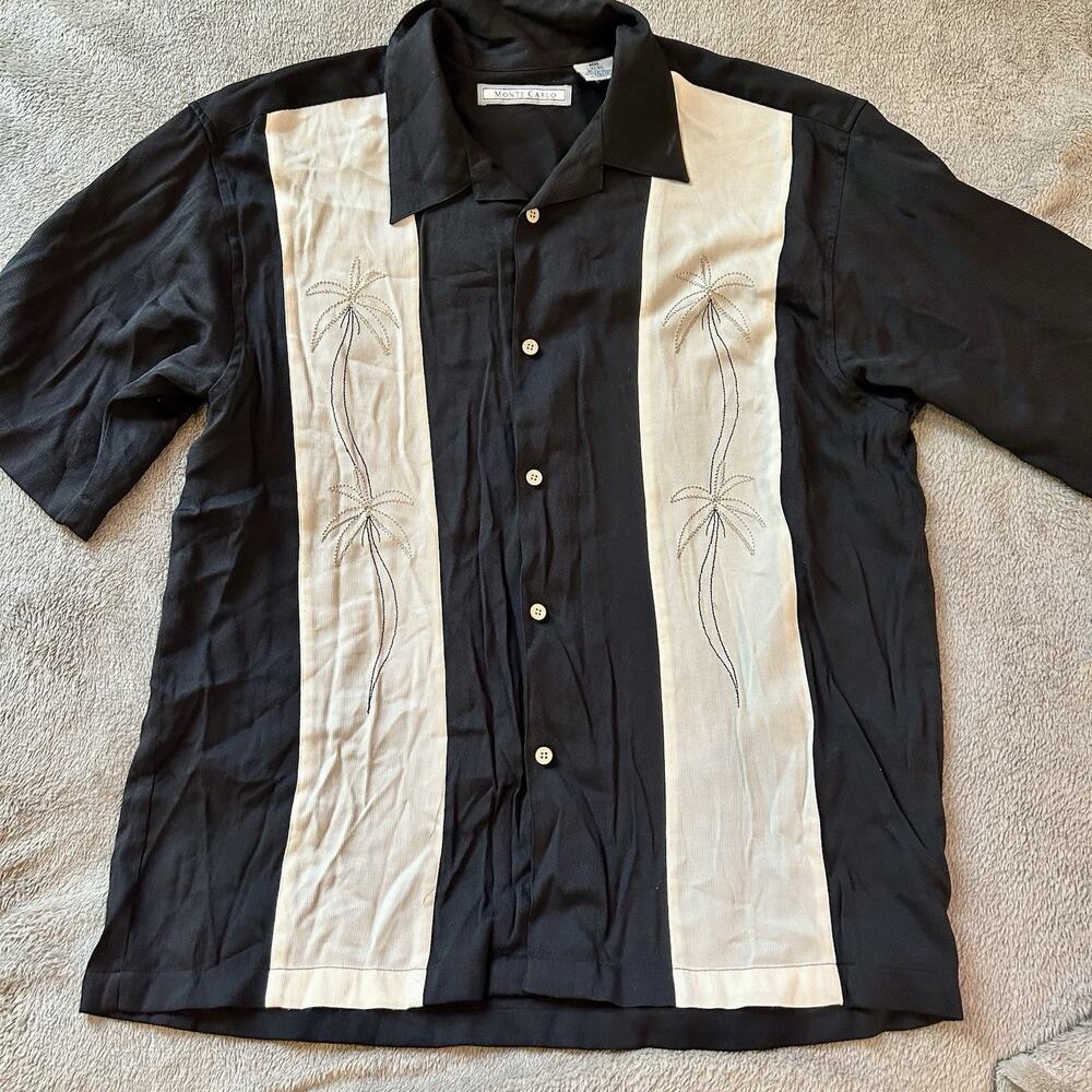 Monte Carlo Men's Short Sleeve Shirt, Size L 42/44, Button-Down Cubano